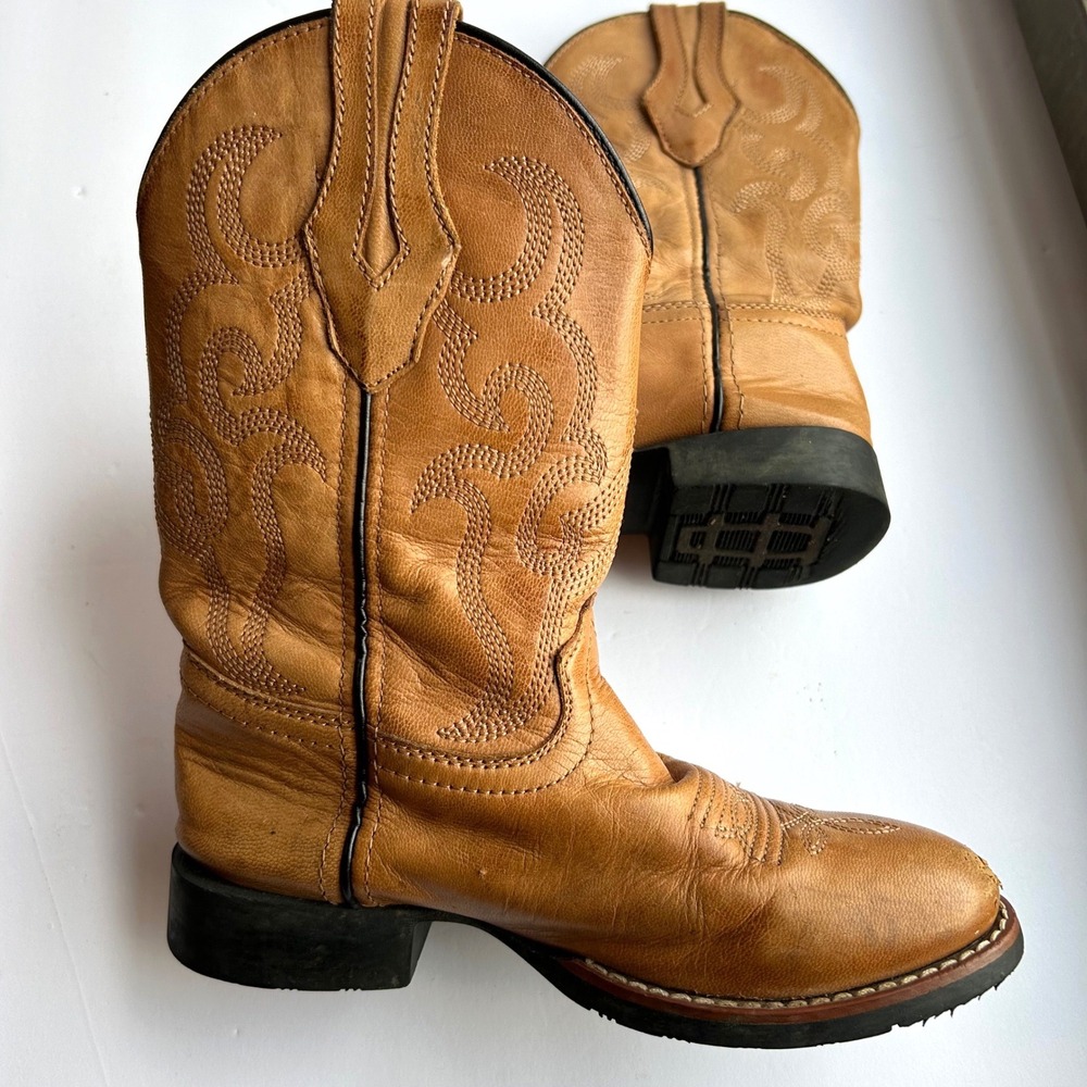 Cody James Showdown Cowboy Boots‎ Youth Kids 13.5 Tan Leather Western Stitched